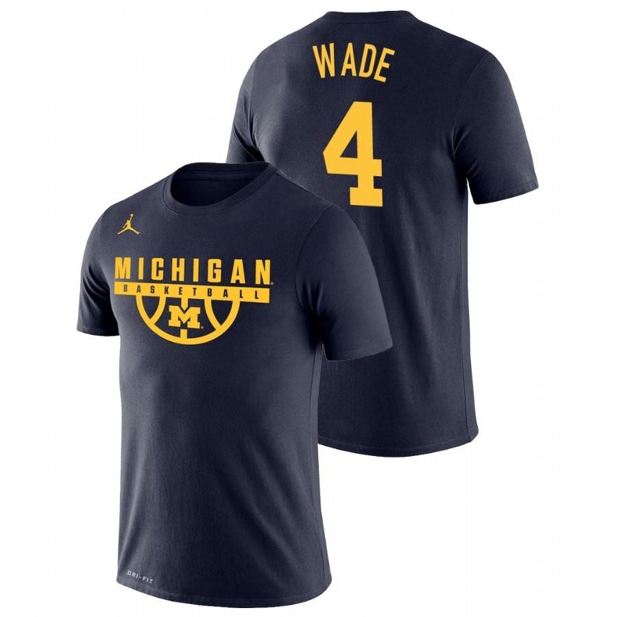 Michigan Wolverines Men's NCAA Brandon Wade #4 Navy Drop Legend College Basketball T-Shirt DHQ8349CY
